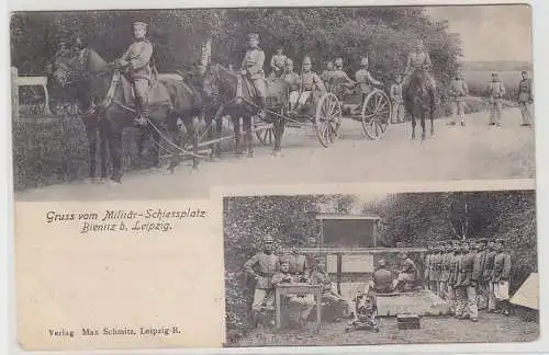 69234 Mehrbild Ak Gruß vom Militär Schiessplatz Bienitz bei Leipzig 1908