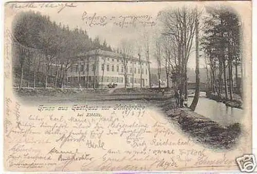 23565 Ak Gruss aus Gasthaus Kniebreche b. Zöblitz 1899