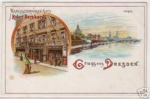 19483 Ak Lithographie Gruß aus Dresden Warenhaus 1900