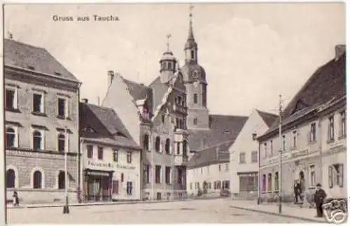 17817 Ak Gruß aus Taucha mit Gasthof 1909