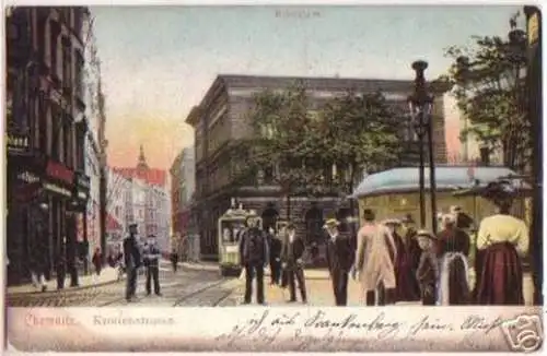 17792 Ak Chemnitz Kronenstraße mit Straßenbahn 1911