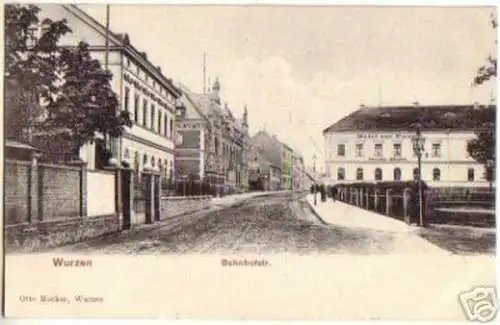 15589 Ak Wurzen Bahnhofstraße Hotel zur Post 1907