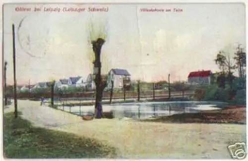 15588 Ak Göhren bei Leipzig Villenkolonie am Teich 1913