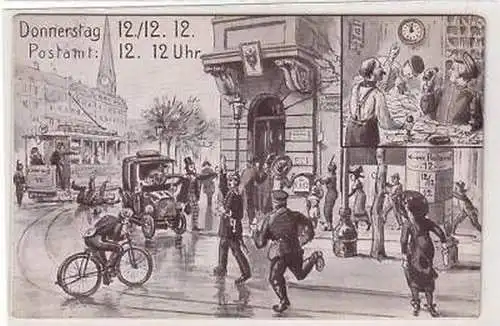 14/32 Ak Leipzig Datumsspielerei 12.12.1912 12.12 Uhr