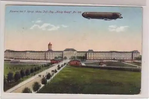 13/11 Ak Leipzig Zeppelin über 106er Kaserne 1916