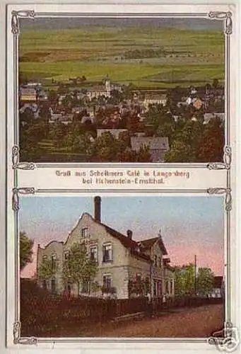 08536 Ak Gruß aus Scheibners Cafe in Langenberg 1916