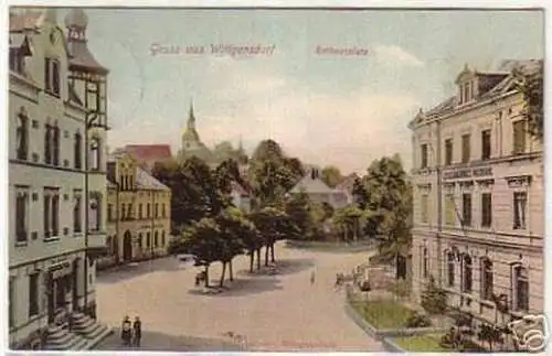 08174 Ak Gruß aus Wittgensdorf Rathausplatz 1905