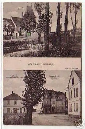 07045 Ak Gruß aus Seehausen Bäckerei usw. 1921