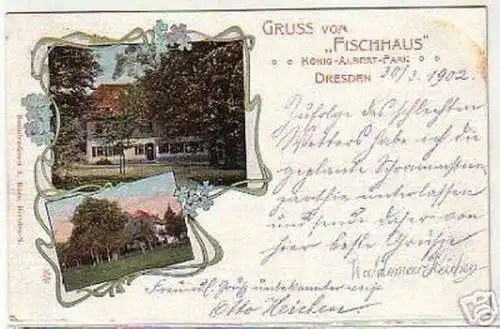 05126 Ak Gruß vom Gasthaus "Fischhaus" Dresden 1902