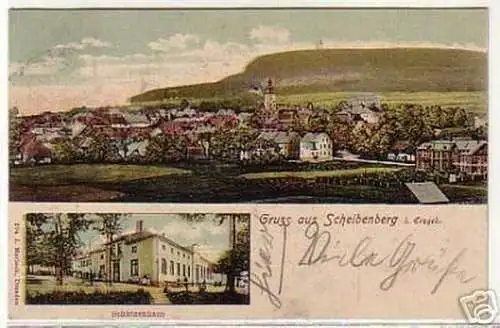 04861 Ak Gruß aus Scheibenberg i. Erzg. Schützenhaus 1907