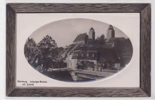 96495 geprägte Rahmen Ak Eilenburg Leipziger Brücke mit Schloß 1910