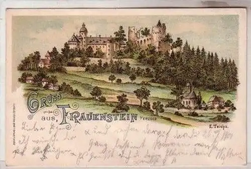 59577 Ak Lithographie Gruß aus Frauenstein im Erzgebirge 1900