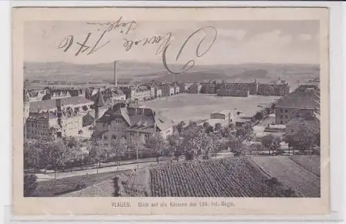 88660 Ak Plauen Blick auf die Kaserne des 134. Infanterie Regiments 1914