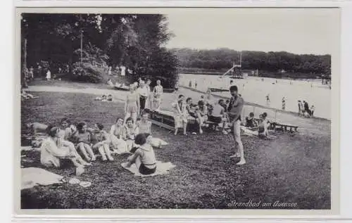 87865 Ak Leipzig Strandbad am Auensee um 1930