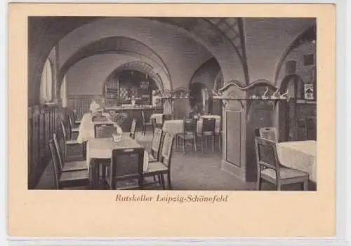 87913 AK Ratskeller Leipzig-Schönefeld - Innenansicht des Gastraumes um 1930