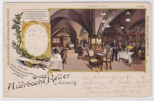 86440 Präge Ak Lithographie Gruß aus Auerbachs Keller Leipzig 1903