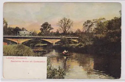 86602 AK Leipzig-Connewitz - Raschwitzer Brücke mit Gondelstation um 1900