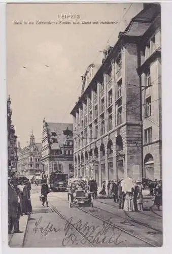 86658 Ak Leipzig Blick in die Grimmaische Straße mit Handelshof 1911