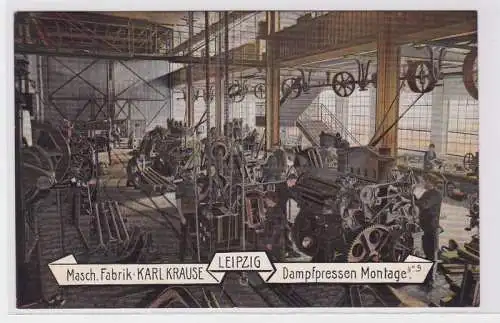 86705 AK Leipzig - Maschinenfabrik Karl Krause, Dampfpressen Montage 1907