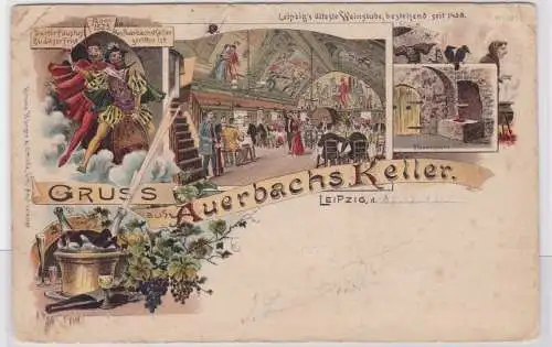 85947 Ak Lithographie Gruß aus Auerbachs Keller Leipzig 1902