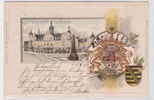 84058 Präge Passe Partout Ak Dresden königliches Schloss um 1900