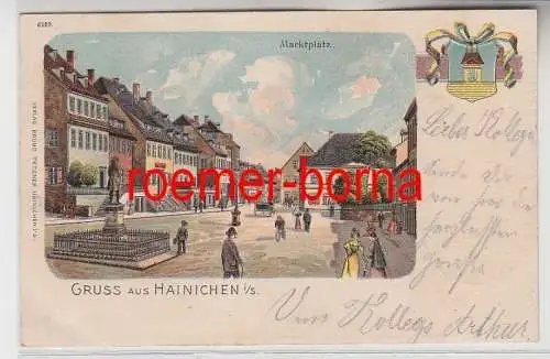 83738 Ak Gruss aus Hainichen i.S. Marktplatz 1901