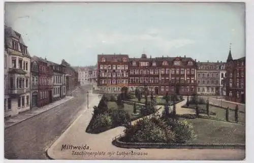 82590 AK Mittweida - Tzschirnerplatz mit Lutherstrasse 1914