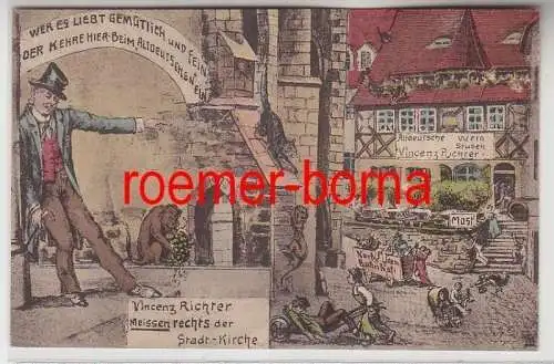 83329 Humor Ak Meissen altdeutsche Weinstuben Vincenz Richter um 1930