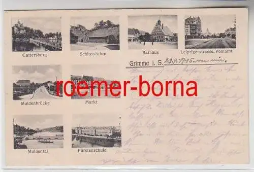 74895 Mehrbild Ak Grimma i.S. Leipzigerstrasse, Fürstenschule usw. 1915