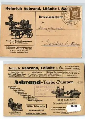 73402 Reklame Ak Lößnitz in Sachsen Heinrich Asbrand 1926