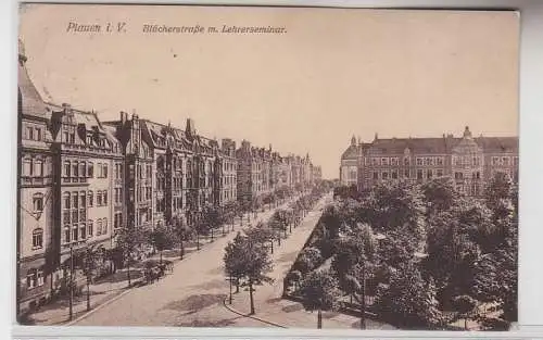 70983 Feldpost Ak Plauen im Vogtland Blücherstraße mit Lehrerseminar 1915