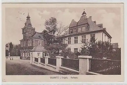 66736 Ak Oelsnitz im Erzgebirge Rathaus 1919