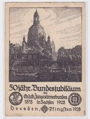 64217 AK 50jähr. Bundesjubiläum des Ev. Luth. Jungmännerbundes Dresden 1928