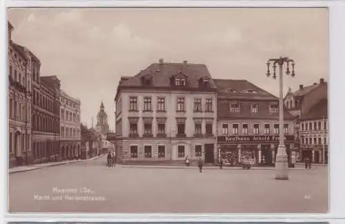 66959 AK Meerane i. Sa. Markt und Marienstrasse; Kaufhaus Arnold Frank um 1930