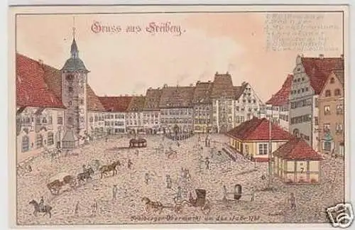 35414 Künstler Ak Gruß aus Freiberg Obermarkt um 1790