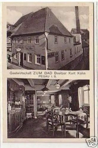 33196 Ak Pegau Gastwirtschaft ZUM BAD um 1920