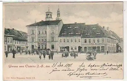 35162 Ak Gruß aus Ostritz Hotel zum Hirsch 1898