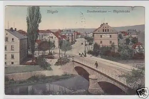 35407 Ak Mügeln Dresdnerstraße Müglitzbrücke 1913