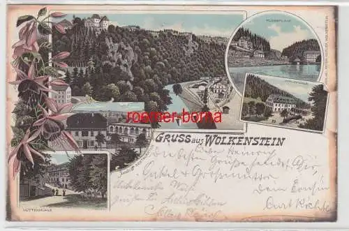 24818 Ak Lithographie Gruß aus Wolkenstein Restauration usw. 1898