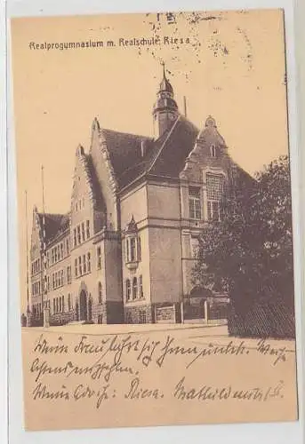 23614 Ak Realprogymnasium mit Realschule Riesa 1912