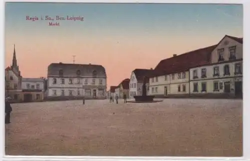 95823 Ak Regis in Sachsen Bez. Leipzig Marktplatz mit Brunnen 1920