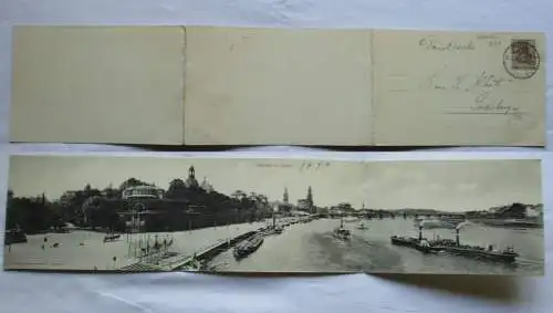 97421/3fach Klapp Ak Panorama von Dresden 1908