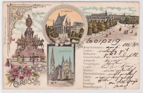 95404 Mehrbild Ak Gruss aus Leipzig - Siegesdenkmal, Thomaskirche, usw. 1899