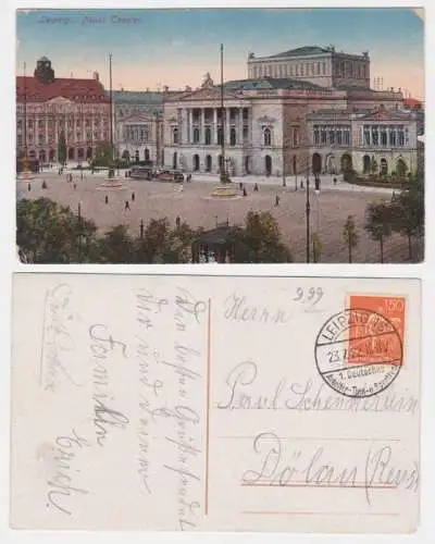 95781 AK Leipzig - Platz vorm neuen Theater 1922