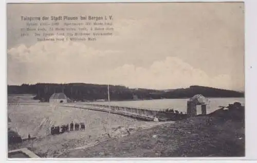 93239 AK Talsperre der Stadt Plauen bei Bergen im Vogtland, Staumauer 1910