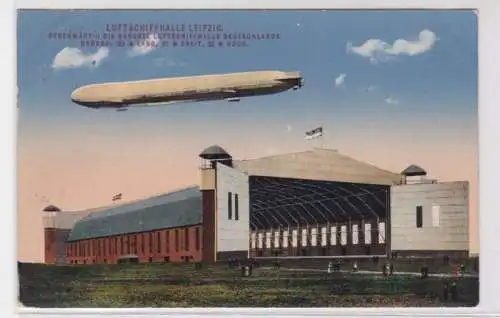 93871 AK Luftschiffhalle Leipzig - größte Halle Deutschlands mit Zeppelin 1913