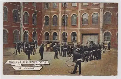 93794 Ak Masch. Fabrik Karl Krause Leipzig Fabrikfeuerwehr 1909