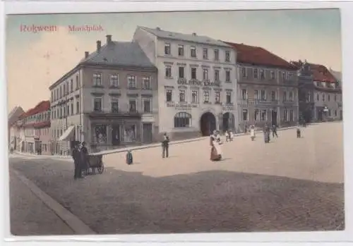 93354 Ak Rosswein Marktplatz mit Geschäften 1916