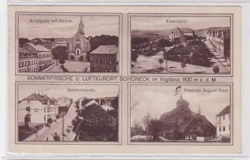 93893 AK Schöneck im Vogtland - Kirchplatz, Albertplatz, Bahnhofstraße, Denkmal