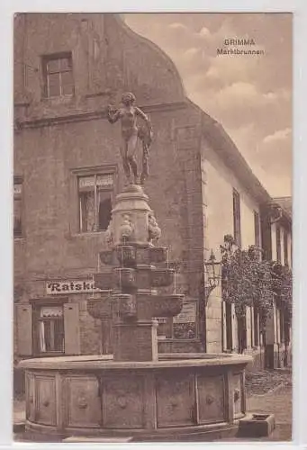 90562 AK Grimma - Marktbrunnen und Ratskeller 1913